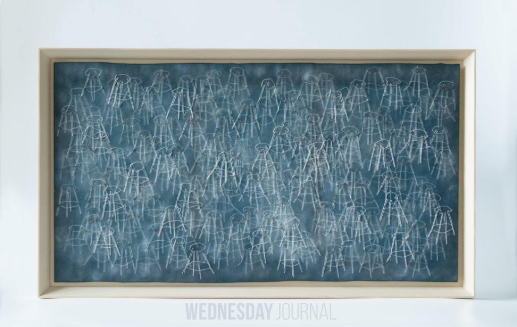 김수연 Suyeon Kim, Forest of the Stools-Late Night 02, 2022, Kilnformed glass, 94.5 x 54.5 x 4 cm.jpg